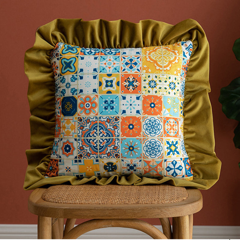 Ethnic Ruffles Throw Pillow Covers