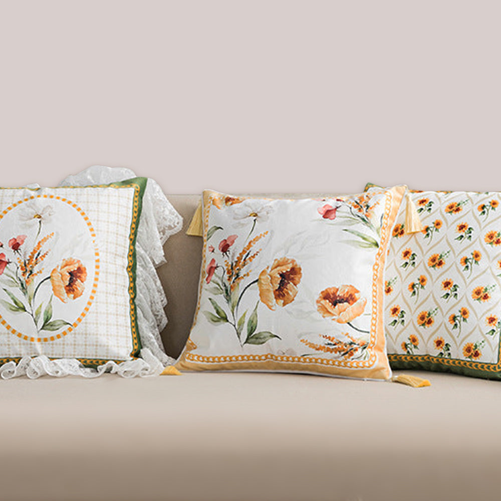 Farmhouse Floral Throw Pillow Covers