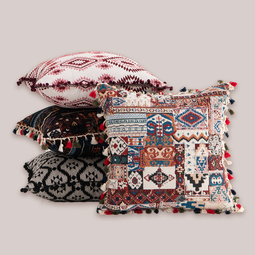 Moroccan Tassels Throw Pillow Covers