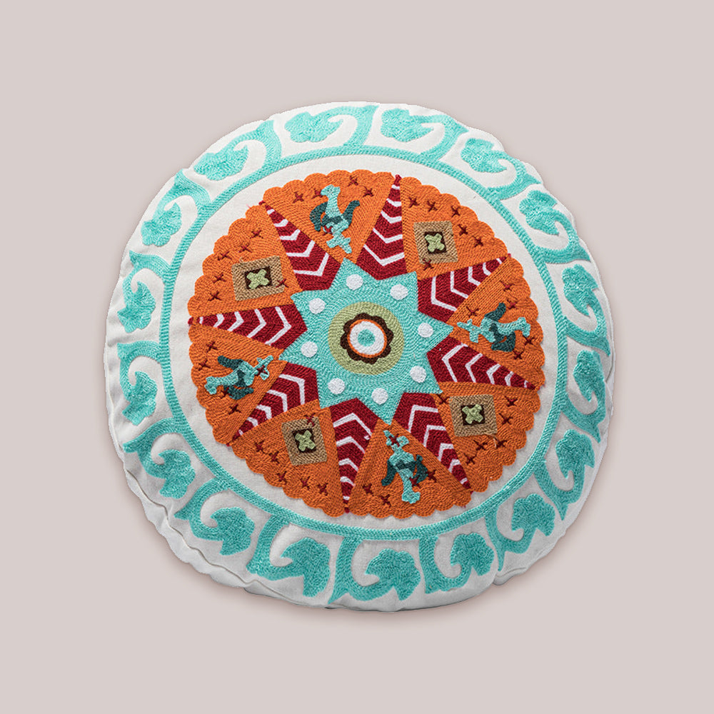 Round Ethnic Throw Pillow Covers