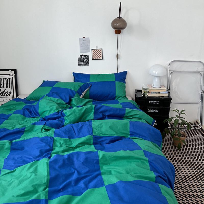 Simple Grid Cotton Bedding Set