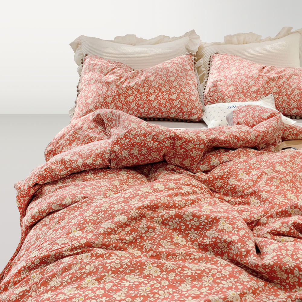 Rustic Floral Cotton Bedding Set