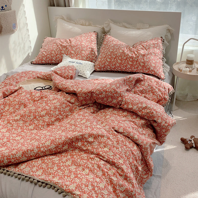 Rustic Floral Cotton Bedding Set