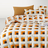 Modern Orange Grid Bedding Set