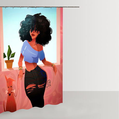 Black Female Shower Curtain