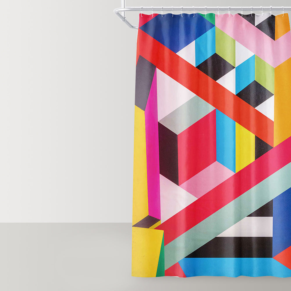 Geometric Neon Shower Curtain