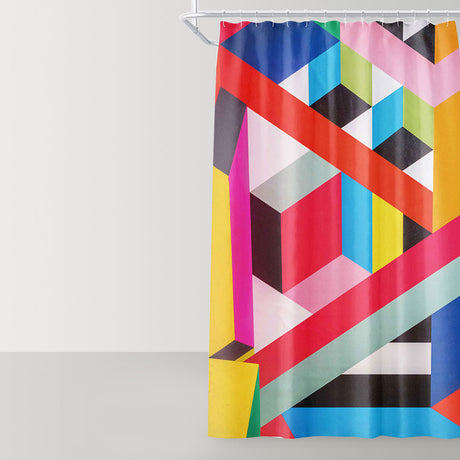 Geometric Neon Shower Curtain