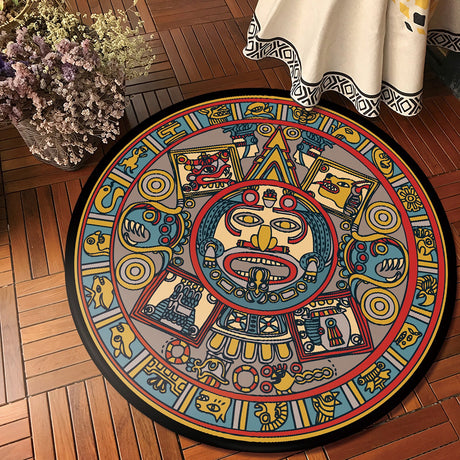 Round Aztec Tribe Rugs