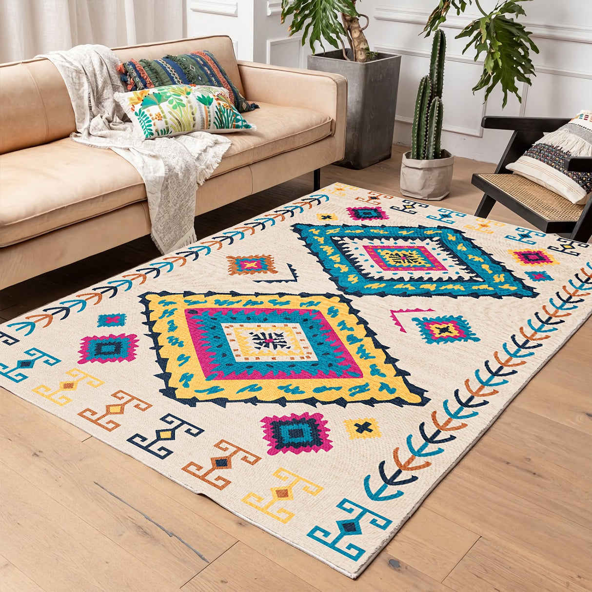 Moroccan Fringed Jute Cotton Rug