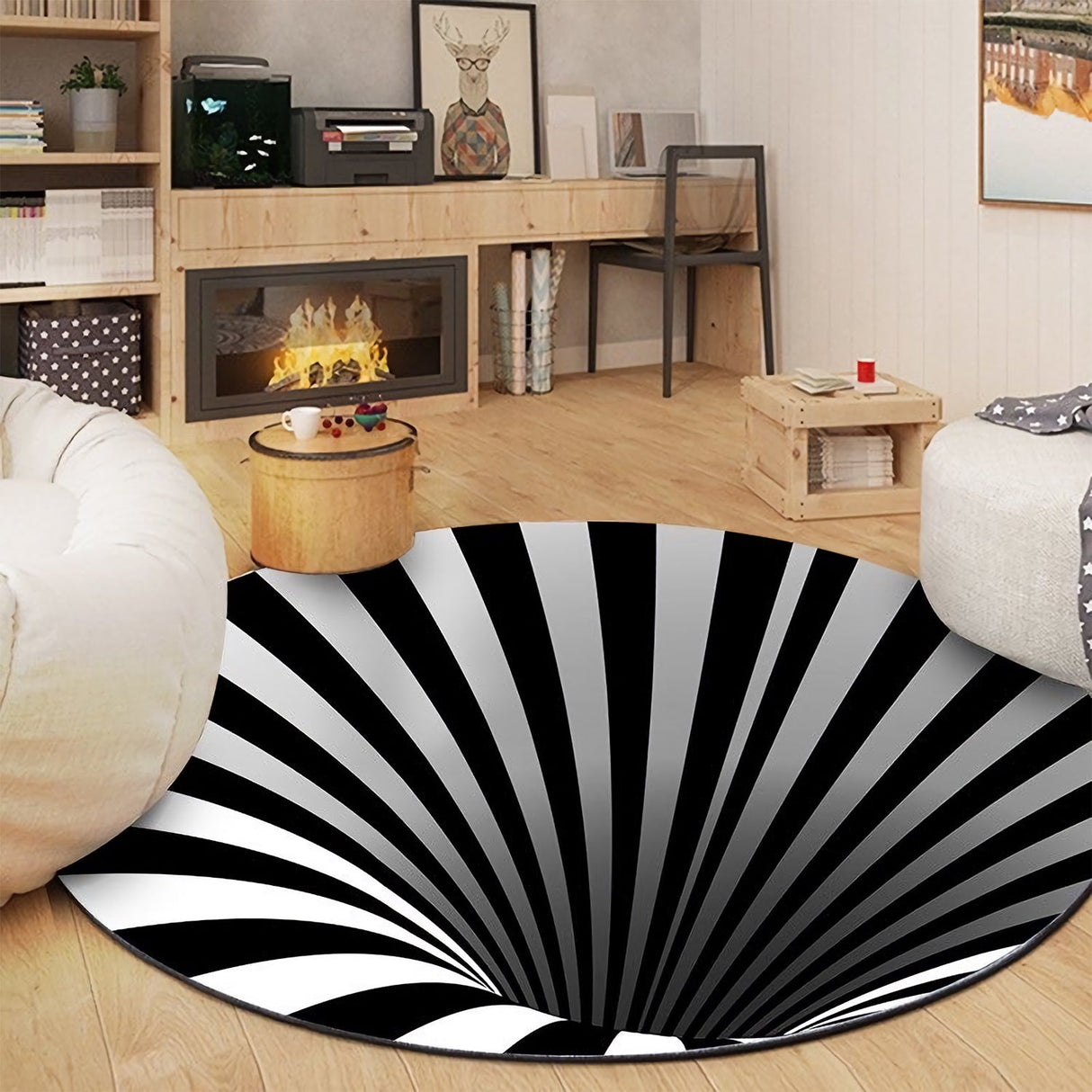 3D Vortexes Illusion Round Rugs