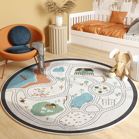 Nursery Gamer Cartoon Round Rug