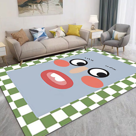 Large Smiley Face Checkered Rug