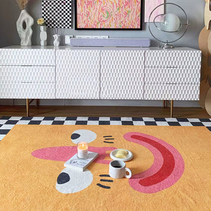 Large Smiley Face Checkered Rug