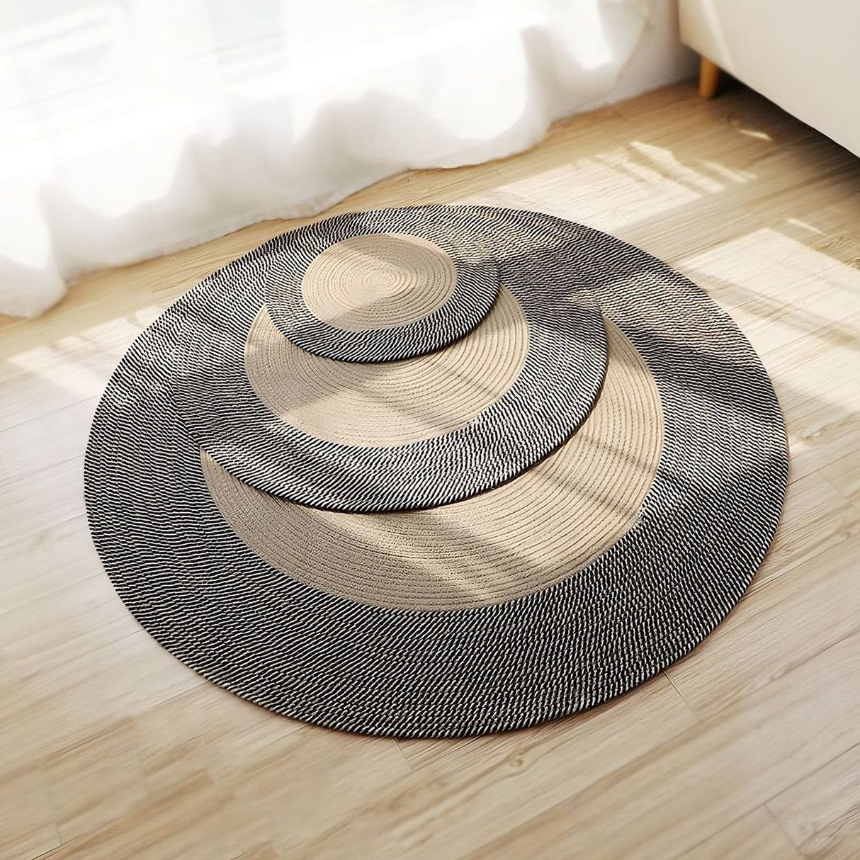 Round Boho Braided Rug