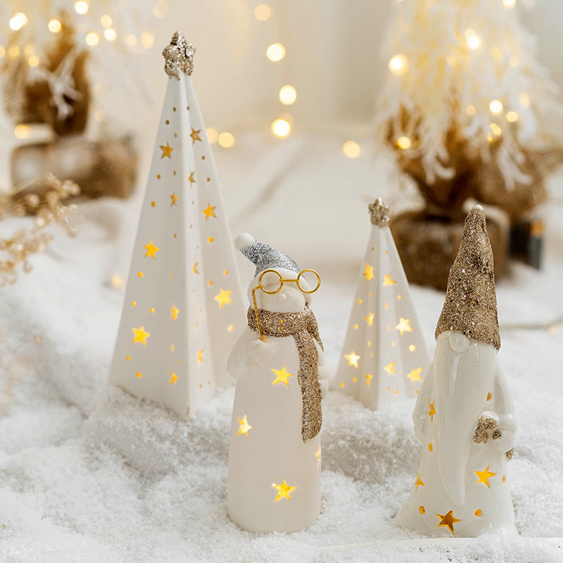 Christmas White And Gold Ornaments For Party Decoration