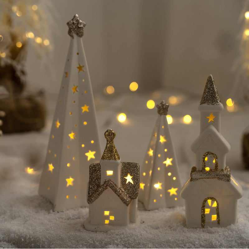 Christmas White And Gold Ornaments For Party Decoration