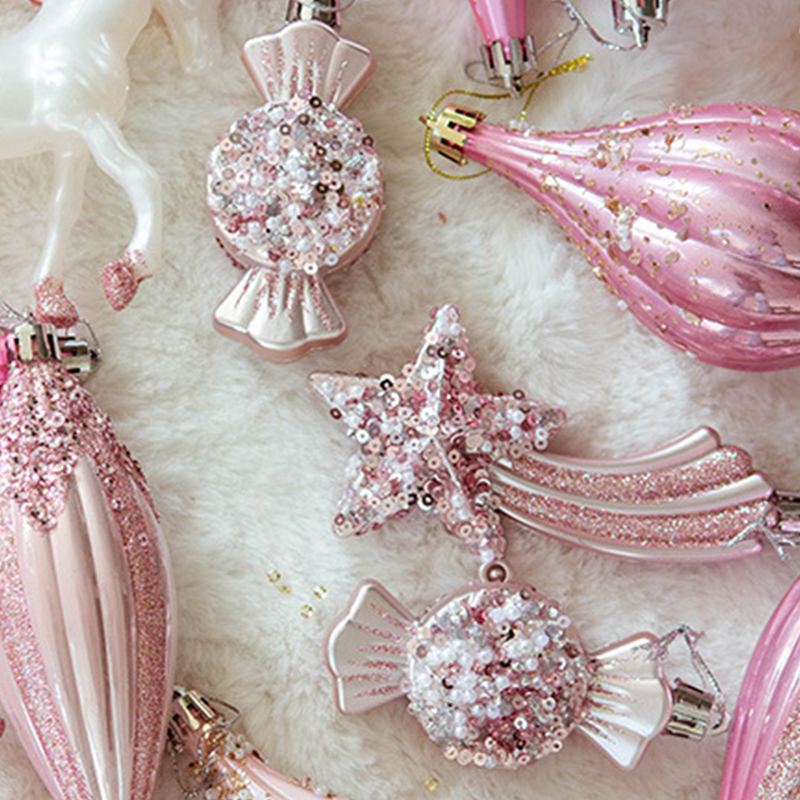 Pink And Rose Gold Christmas Ornaments