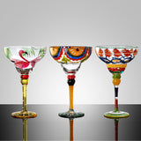 Colorful Painted Margarita Cocktail Glasses Set