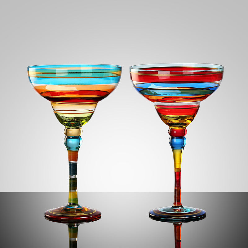 Colorful Painted Margarita Cocktail Glasses Set