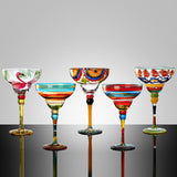 Colorful Painted Margarita Cocktail Glasses Set