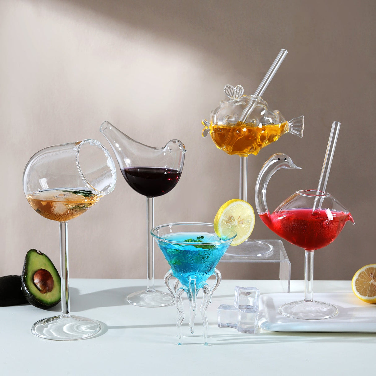 Animal Shaped Cocktail wine Glasses Set