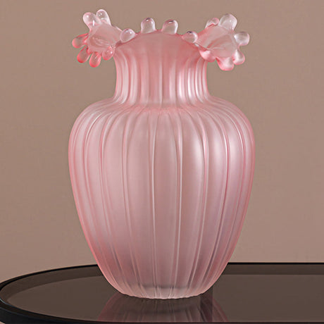 Pink Wavy Mouth Glass Bud Vase