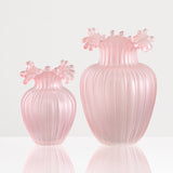 Pink Wavy Mouth Glass Bud Vase