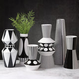 Shaped Black and White Geometric Vase