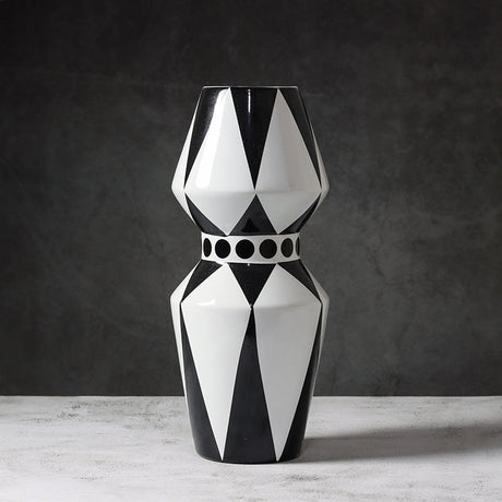 Shaped Black and White Geometric Vase