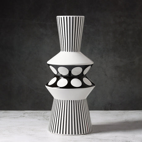 Shaped Black and White Geometric Vase