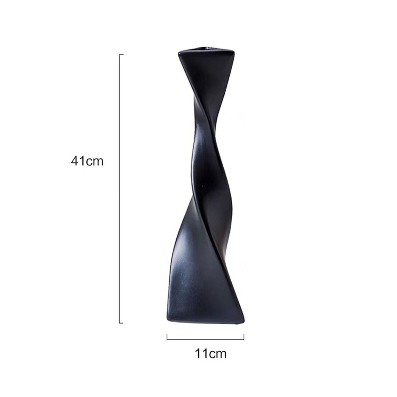 Black and White Shaped Twisted Ceramic Vase