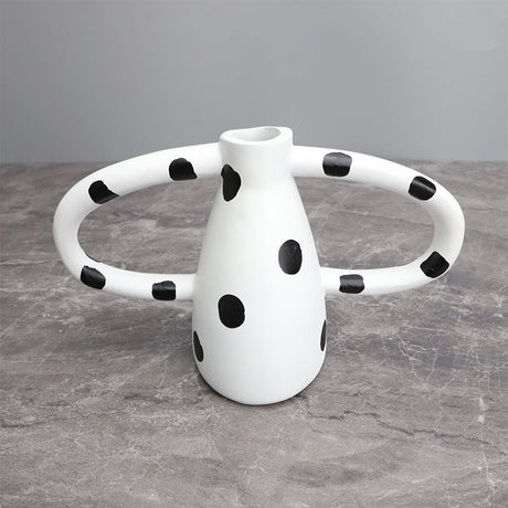 Black and White Spots Twisted Ceramic Vase