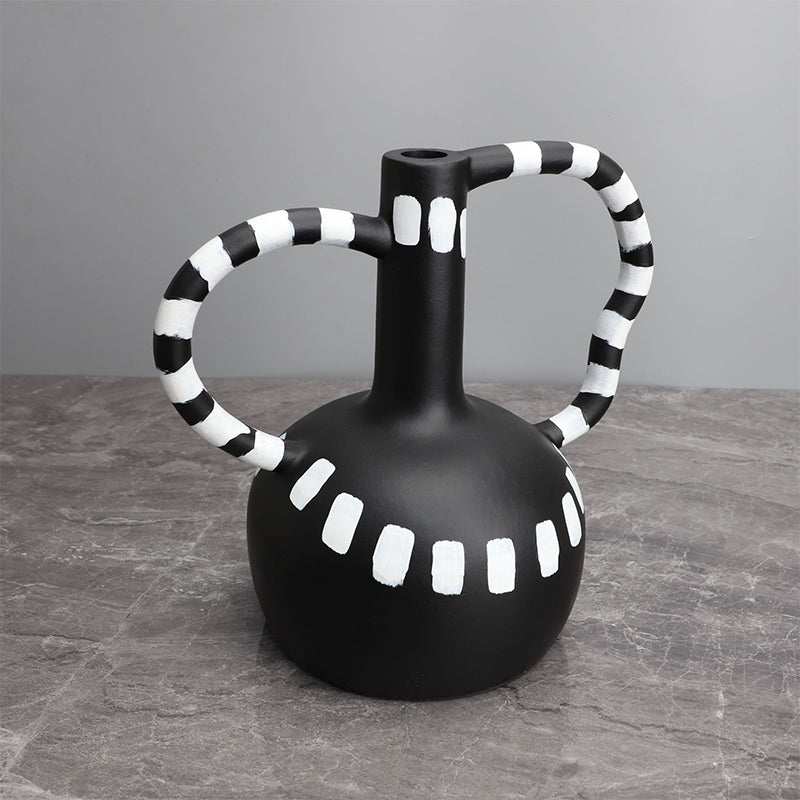 Black and White Spots Twisted Ceramic Vase