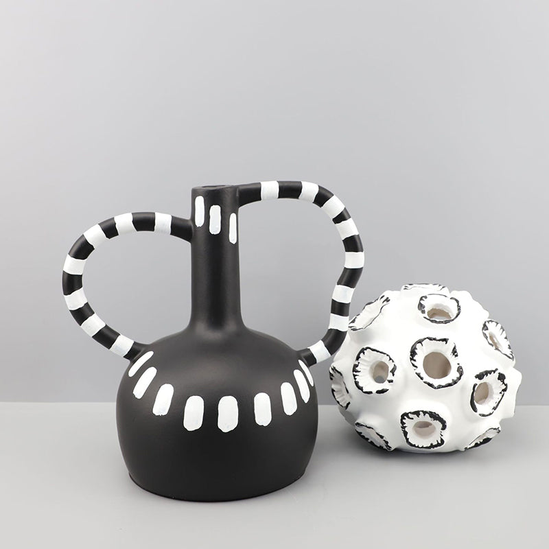 Black and White Spots Twisted Ceramic Vase