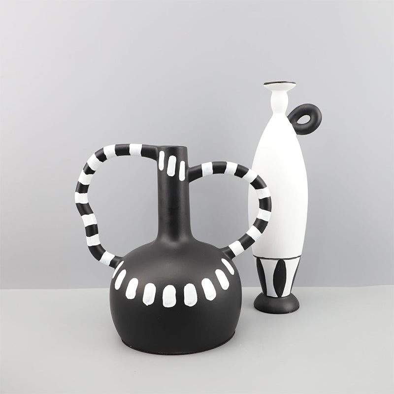 Black and White Spots Twisted Ceramic Vase