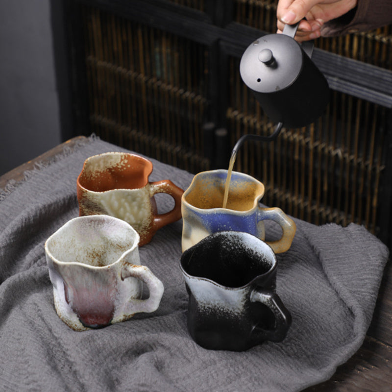 Vintage Japanese Style Rough Pottery Black Coffee Cup