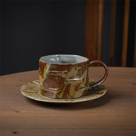 Vintage Japanese Style Rough Pottery Black Coffee Cup