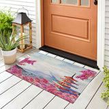 Fuji Mountain and Pink Sakura PVC Entrance Mat