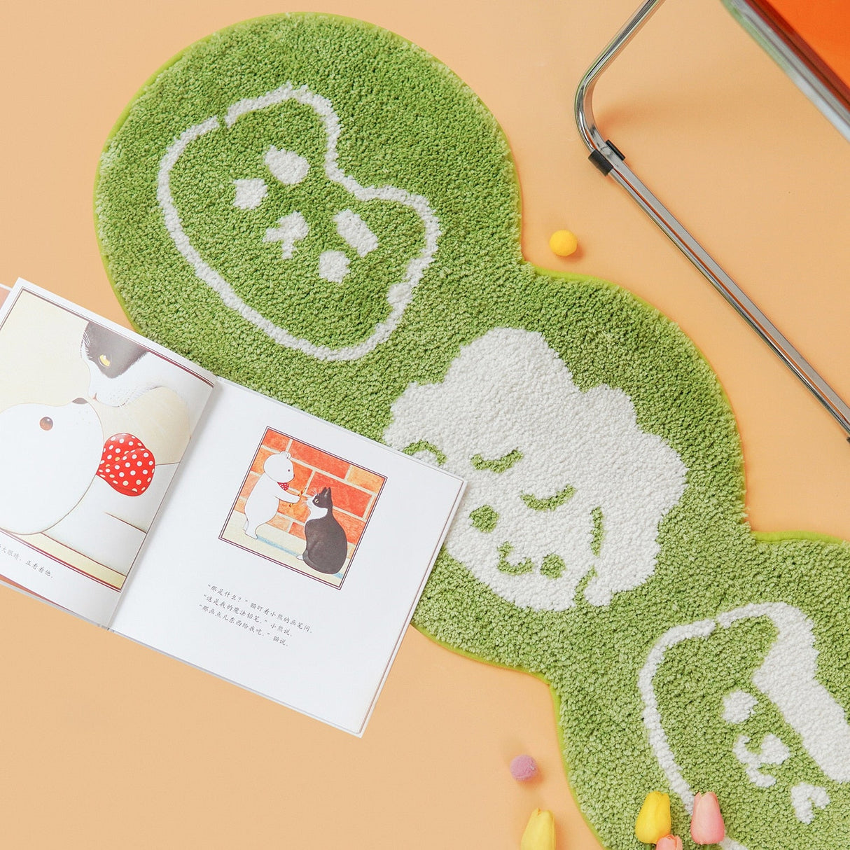 Kawaii Cats Green Rug