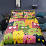 Cartoon Cat Comforter Bedding Set