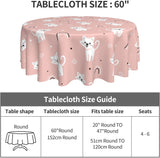 Cat Pink Round Tablecloth