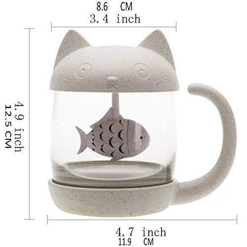 Cute Cat Glass Cup Tea Mug