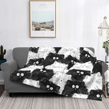 Cute Cat Black White Blanket