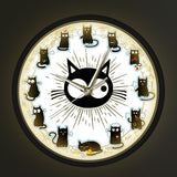 Black Kittens Art Wall Clock