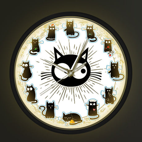 Black Kittens Art Wall Clock