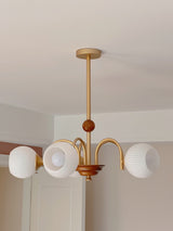 Sculptural Glass Ribbed Chandelier
