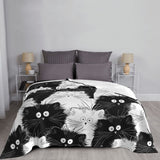 Cute Cat Black White Blanket