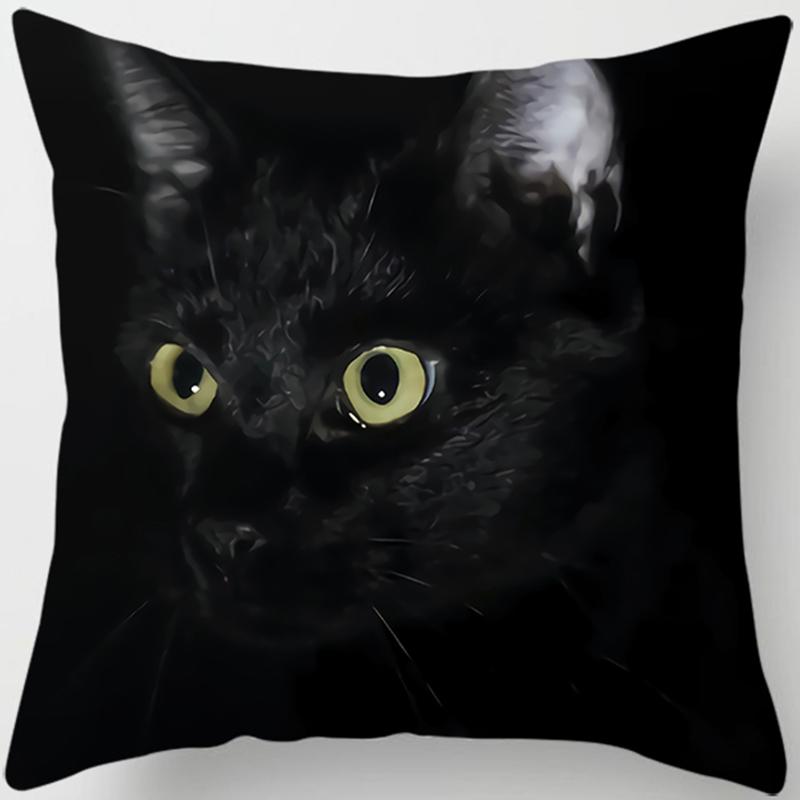 Black Cat Sofa Pillow Cover