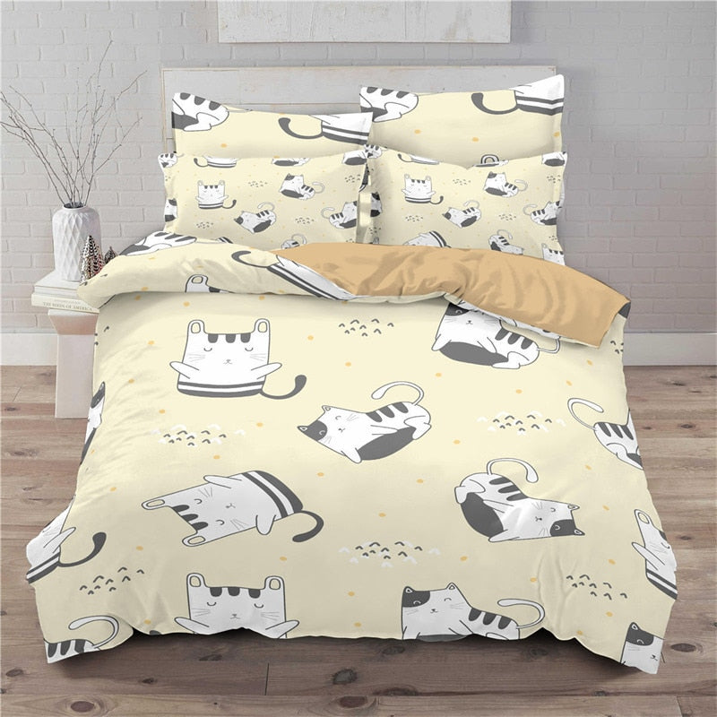 Cartoon Cat Kittens Bedding Set