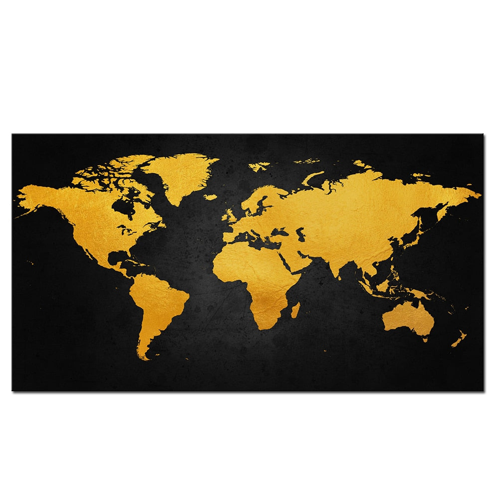 World Map Canvas Dark Academia